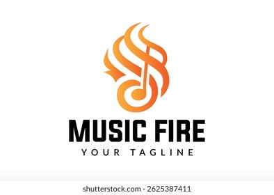 Music Fire Logo Design, music flame logo, hot music logo, spicy, flame and  flare, sound logo, entertainment media agency, creative music icon Vector Icon Symbol Silhouette Illustration brand business