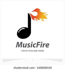Music Fire Logo Design Template