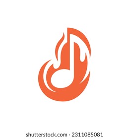 Music Fire Logo design template, Song Music Tone on fire Logo Design Element