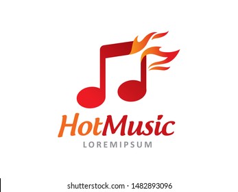 Music and fire logo symbol or icon template