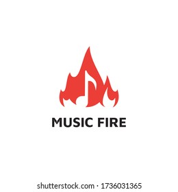 Music and fire logo vector design