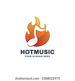 Music fire logo vector icon illustration