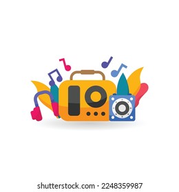 Ilustración de diseño plano musical con nota