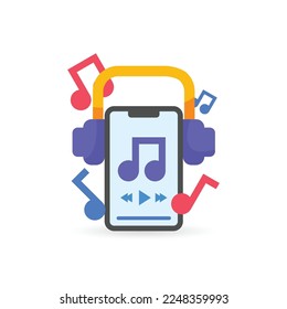 Ilustración de diseño plano musical con nota