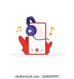 Ilustración de diseño plano musical con nota