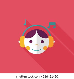Music flat icon with long shadow,eps10
