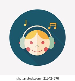 Music flat icon with long shadow,eps10