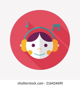Music flat icon with long shadow,eps10