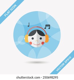 Music flat icon with long shadow,eps10