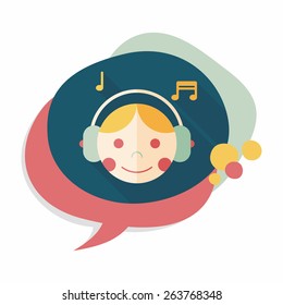 Music flat icon with long shadow,eps10
