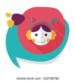 Music flat icon with long shadow,eps10