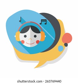 Music flat icon with long shadow,eps10