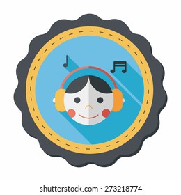 Music flat icon with long shadow,eps10