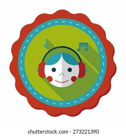 Music flat icon with long shadow,eps10
