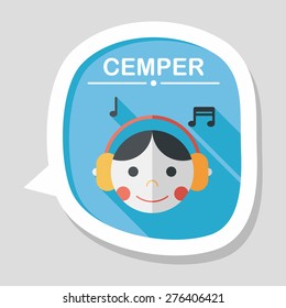 Music flat icon with long shadow,eps10