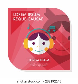 Music flat icon with long shadow,eps10