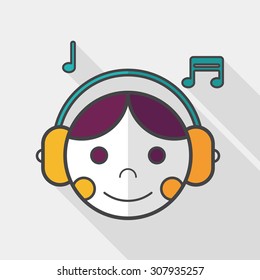 Music flat icon with long shadow,eps10