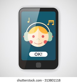 Music flat icon with long shadow,eps10