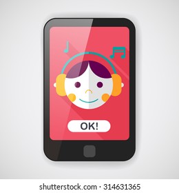 Music flat icon with long shadow,eps10