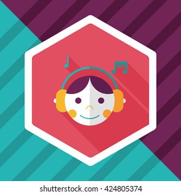 Music flat icon with long shadow,eps10