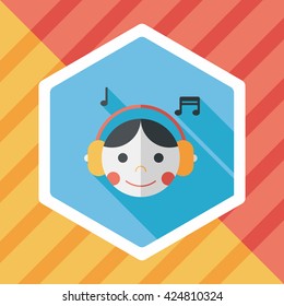 Music flat icon with long shadow,eps10