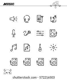 Music flat icon set. Collection of high quality outline symbols for web design, mobile app. Music vector thin line icons or logo.