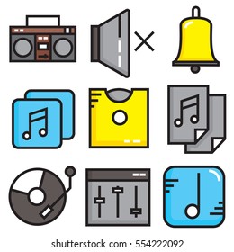 Music flat icons line set, illustration design