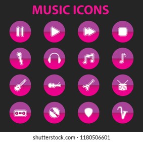 Music flat icons set