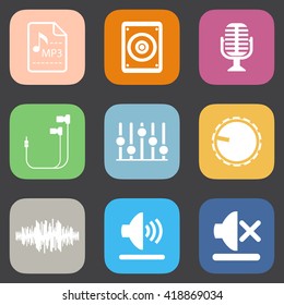 Music flat icons set.