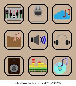 Music flat icons set