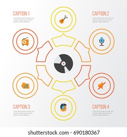 Music Flat Icons Set. Collection Of Quiet, Dj, Karaoke And Other Elements. Also Includes Symbols Such As Dj, Music, Mic.