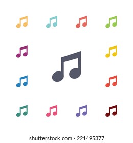 music flat icons set. Open round colorful buttons. Vector 