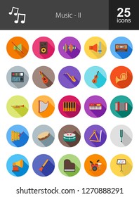 Music Flat Long Shadow Icons