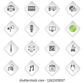 music flat rhombus web icons for user interface design