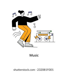 Ilustración del vector de diseño de estilo plano musical. Ilustración de acciones