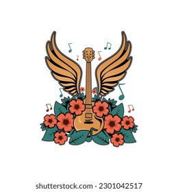 music with flower vector, music nature logo vector, music design for t-shirts fashion stylish graphics. background concept