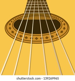 Music flyer or background with closeup acoustic guitar