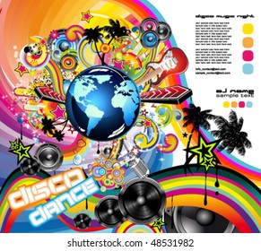 Music Flyer Background for International Global Event With a lot of Abstract Design Elements