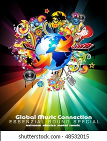 Music Flyer Background for International Global Event With a lot of Abstract Design Elements
