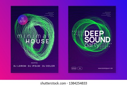 Music flyer. Digital show invitation set. Dynamic gradient shape and line. Neon music flyer. Electro dance dj. Electronic sound fest. Techno trance party. Club event poster. 