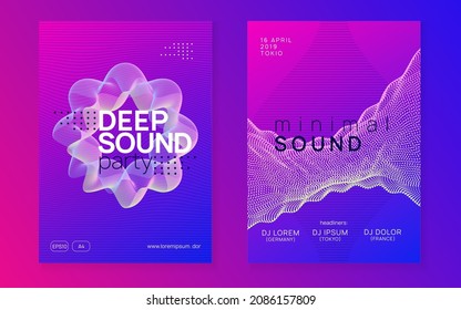 Music Flyer. Dynamic Fluid Shape And Line. Wavy Concert Banner Set. Neon Music Flyer. Electro Dance Dj. Electronic Sound Fest. Techno Trance Party. Club Event Poster. 