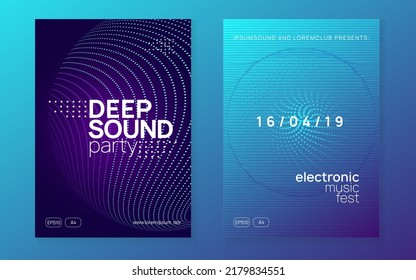 Music flyer. Dynamic fluid shape and line. Commercial concert magazine set. Neon music flyer. Electro dance dj. Electronic sound fest. Techno trance party. Club event poster. 