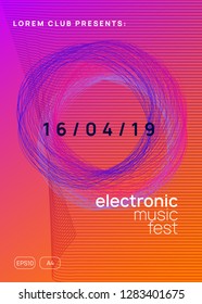 Music flyer. Dynamic gradient shape and line. Abstract show invitation concept. Neon music flyer. Electro dance dj. Electronic sound fest. Techno trance party. Club event poster. 