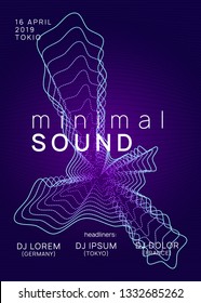 Music flyer. Dynamic gradient shape and line. Minimal concert banner layout. Neon music flyer. Electro dance dj. Electronic sound fest. Techno trance party. Club event poster. 
