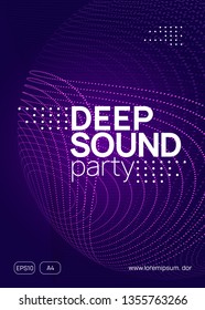 Music flyer. Dynamic gradient shape and line. Commercial show invitation concept. Neon music flyer. Electro dance dj. Electronic sound fest. Techno trance party. Club event poster. 