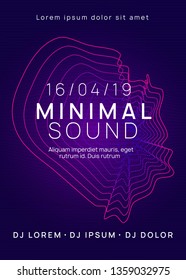 Music flyer. Dynamic gradient shape and line. Bright concert brochure design. Neon music flyer. Electro dance dj. Electronic sound fest. Techno trance party. Club event poster. 