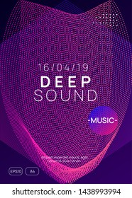 Music flyer. Dynamic gradient shape and line. Wavy discotheque brochure concept. Neon music flyer. Electro dance dj. Electronic sound fest. Techno trance party. Club event poster.