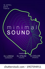 Music flyer. Dynamic gradient shape and line. Cool show magazine template. Neon music flyer. Electro dance dj. Electronic sound fest. Techno trance party. Club event poster. 