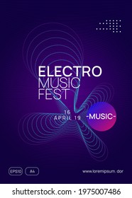 Music flyer. Dynamic gradient shape and line. Minimal concert cover concept. Neon music flyer. Electro dance dj. Electronic sound fest. Techno trance party. Club event poster. 
