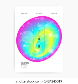 Music flyer. Electronic sound. Night lifestyle dance holiday. Fluid holographic gradient shape and line. Geometric invitation template for disco show. Music flyer and poster for summer fest.